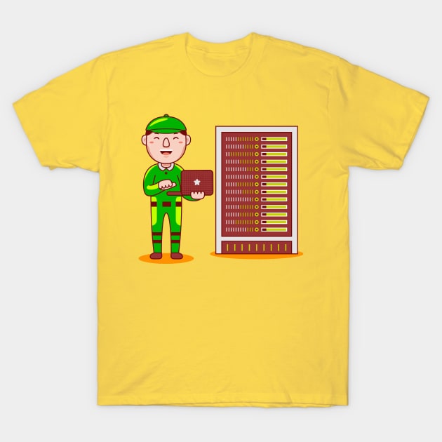 Cute Network Engineer Cartoon T-Shirt by MEDZ